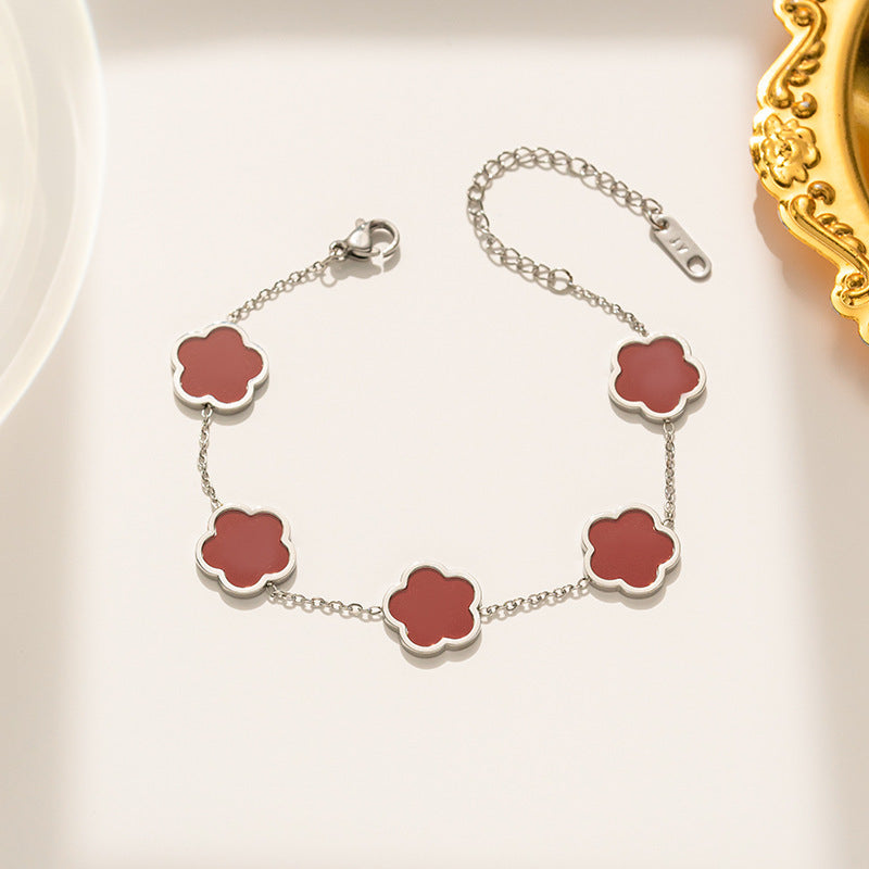 Parthenocissus Grass Flower Titanium Steel Bracelet