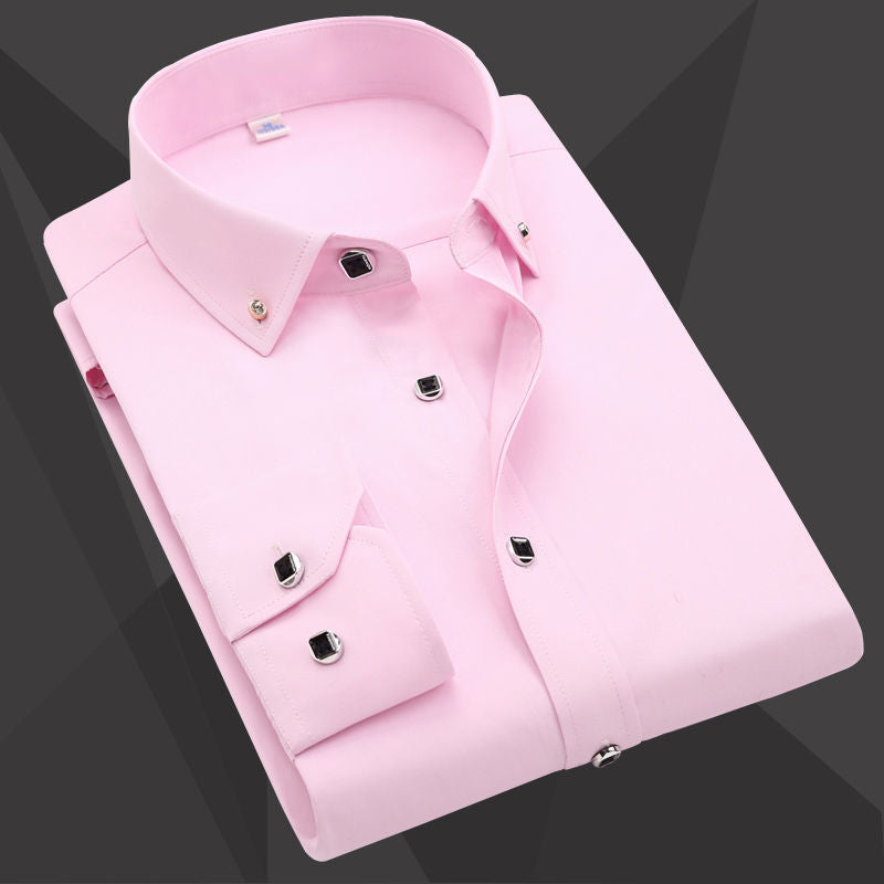 Men's Long Sleeve Shirt Loose Rhinestone Button Short Sleeve Shirt
