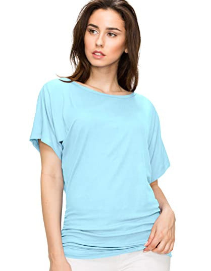 Spring And Summer New Women's Solid Color Round Neck Loose Short-sleeved T-shirt
