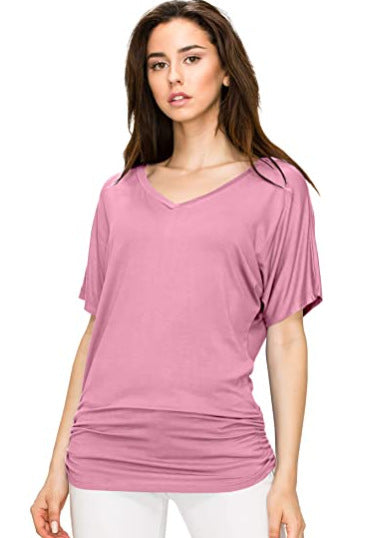 Spring And Summer New Women's Solid Color Round Neck Loose Short-sleeved T-shirt