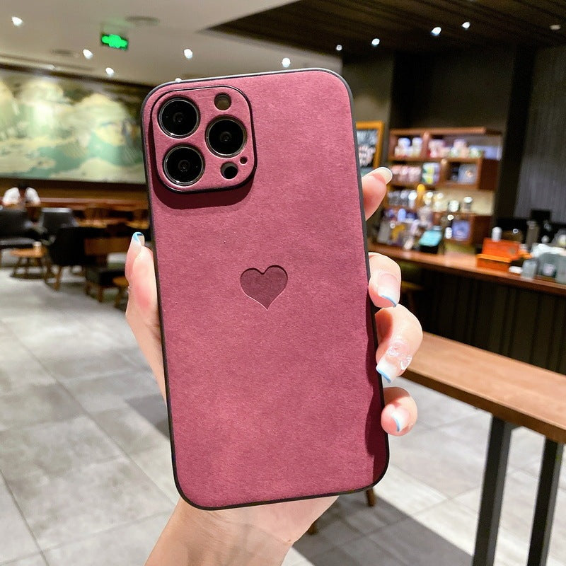 Solid Color Yangbuck Leather Phone Case