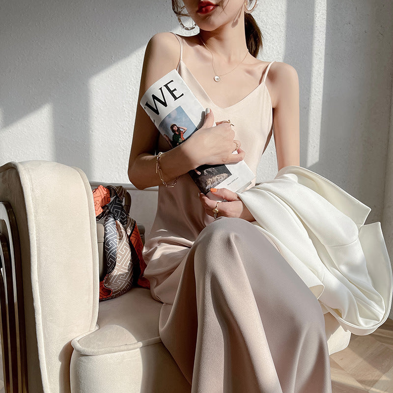 Women's Fashion Inner Solid Color Suspender Dress