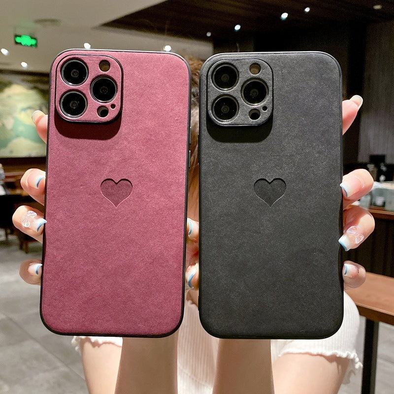 Solid Color Yangbuck Leather Phone Case