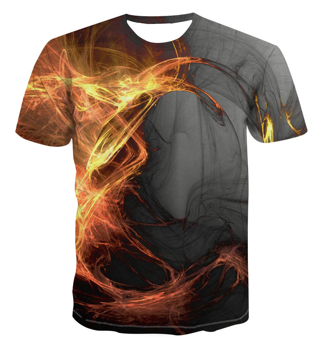 Flame Cool Pattern Men's Casual Short Sleeve Digital Printing 3D T-shirt