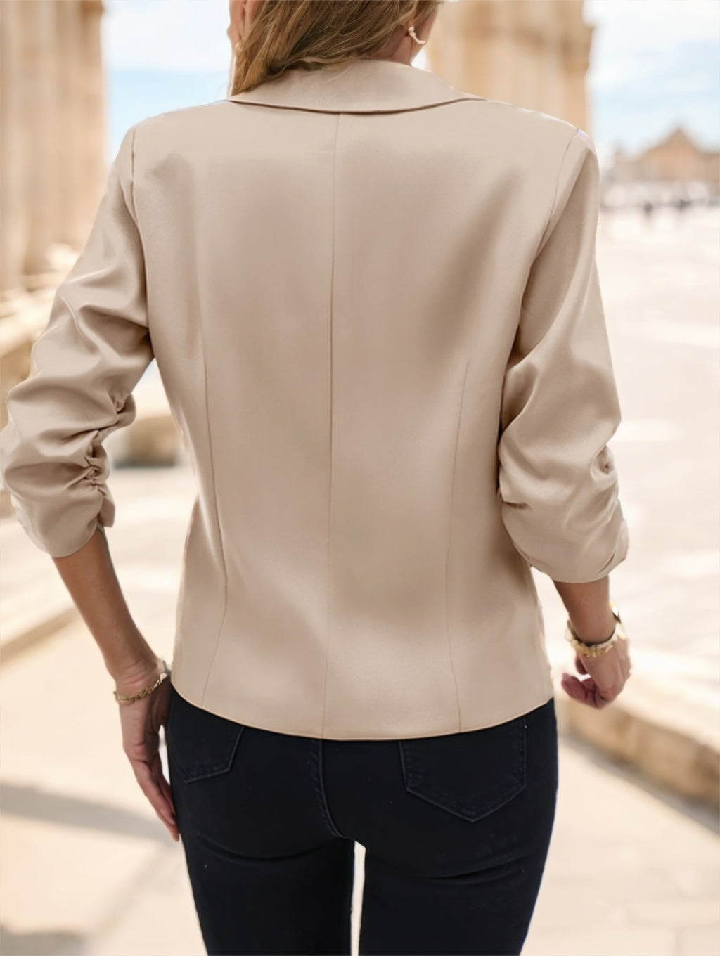 Women's Casual Blazer 3-4 Sleeve, Polyester, Machine Washable