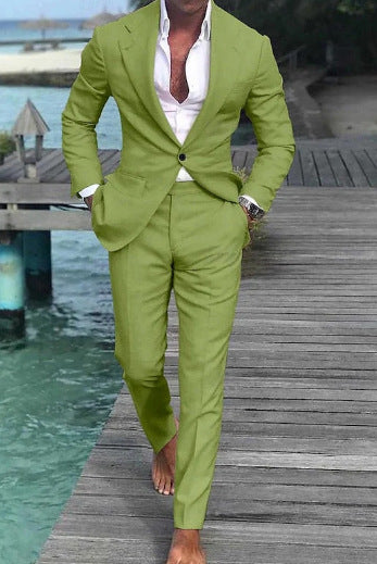 Men's Solid Color Casual Fashion Suit Pants Suit