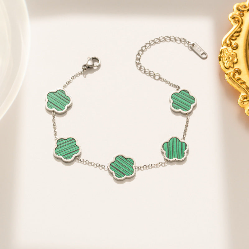 Parthenocissus Grass Flower Titanium Steel Bracelet