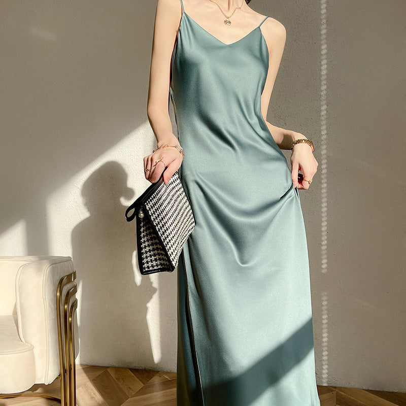 Women's Fashion Inner Solid Color Suspender Dress