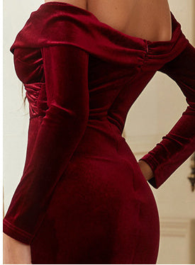 Fashion Velvet Elegant Bridesmaid Dress