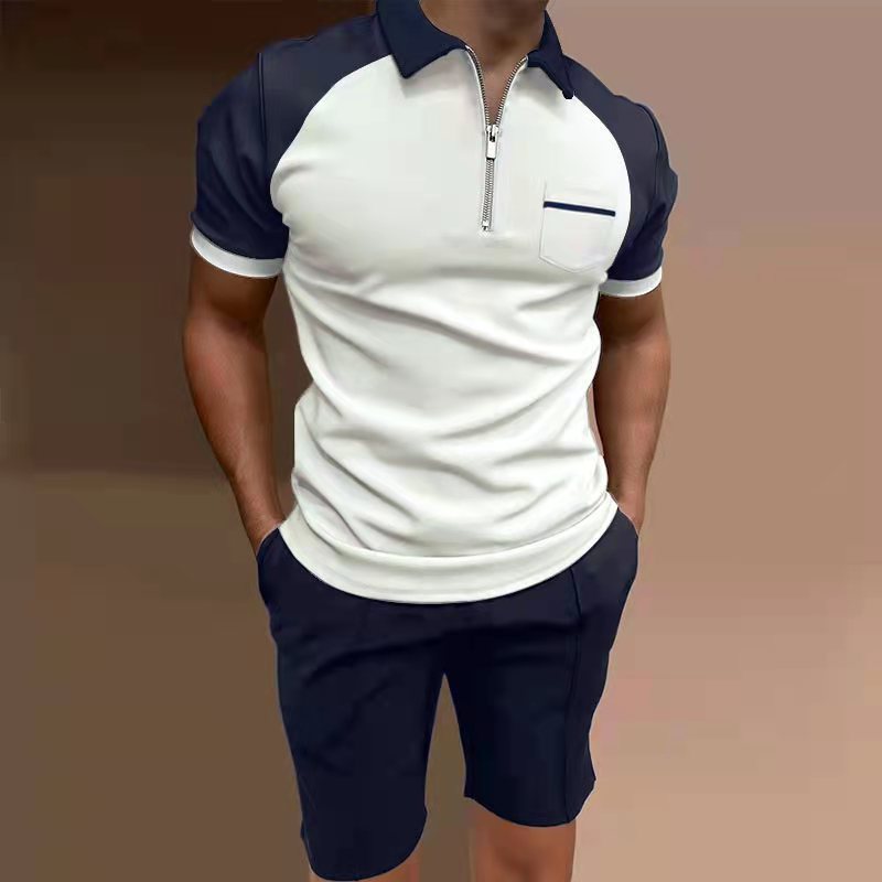 Men's Casual Printed Top And Shorts Two-piece Set