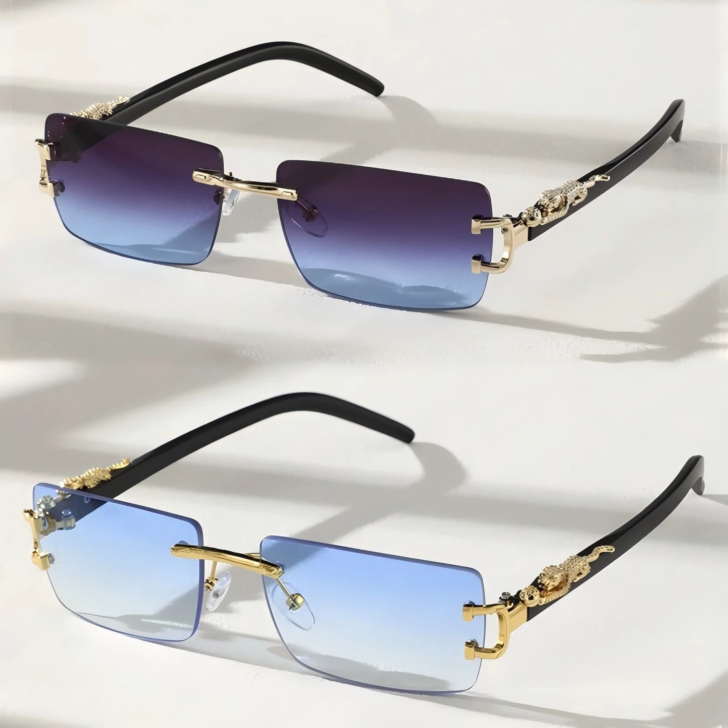 1/2 PCS Fashionable Trendy Frameless Rectangular Personalized Sunglasses For Daily Life