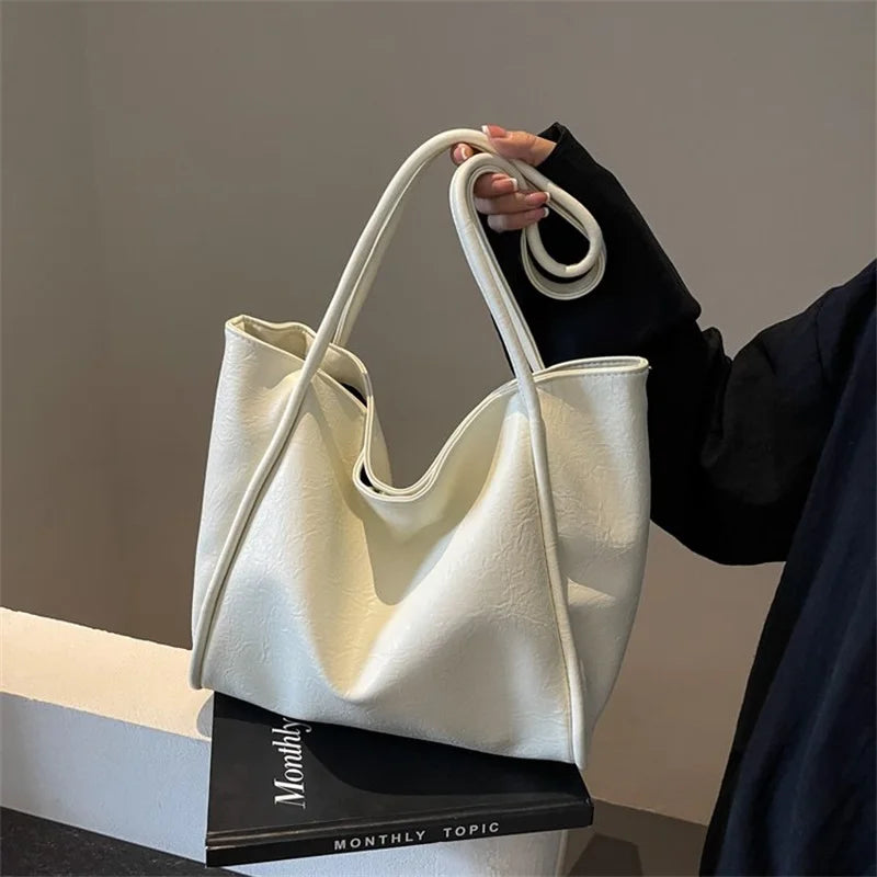 2025 Elegant PU Leather Shoulder Bag for Women Versatile Top Handle Purse Chic Handbag Lightweight Two-Way Tote for Work Weekend