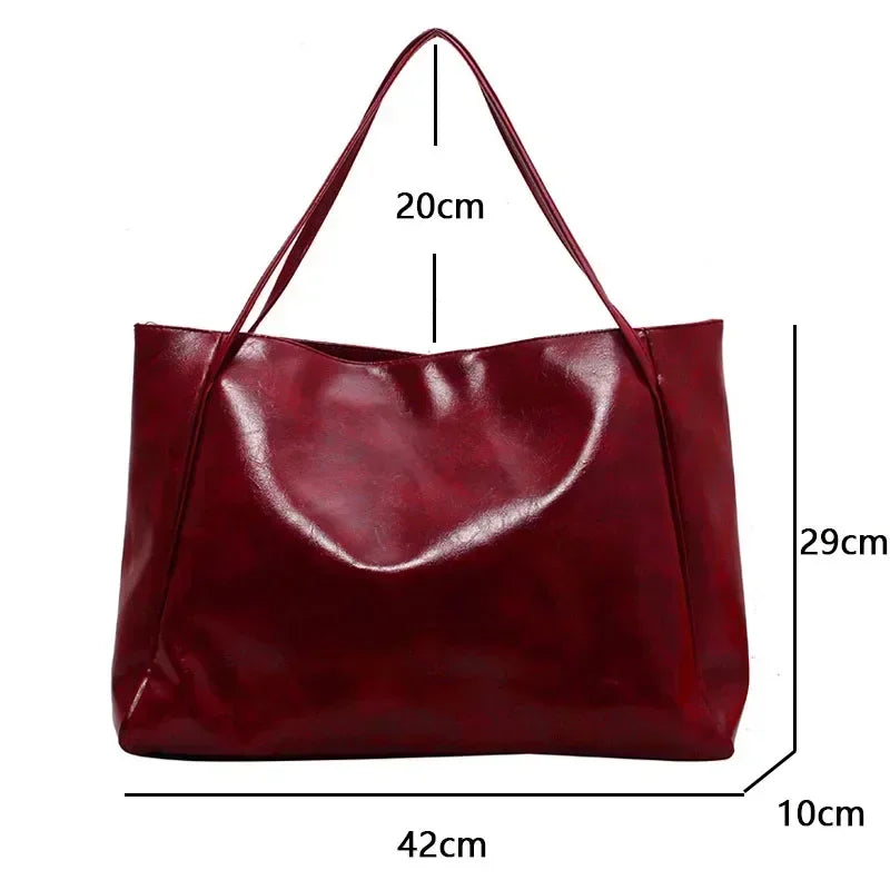 Tote Bags for Women Large Capacity Underarm Pouch Soft Pu Leather Shoulder Bag Retro Casual Handbag Portable Bucket Bag 2025 New