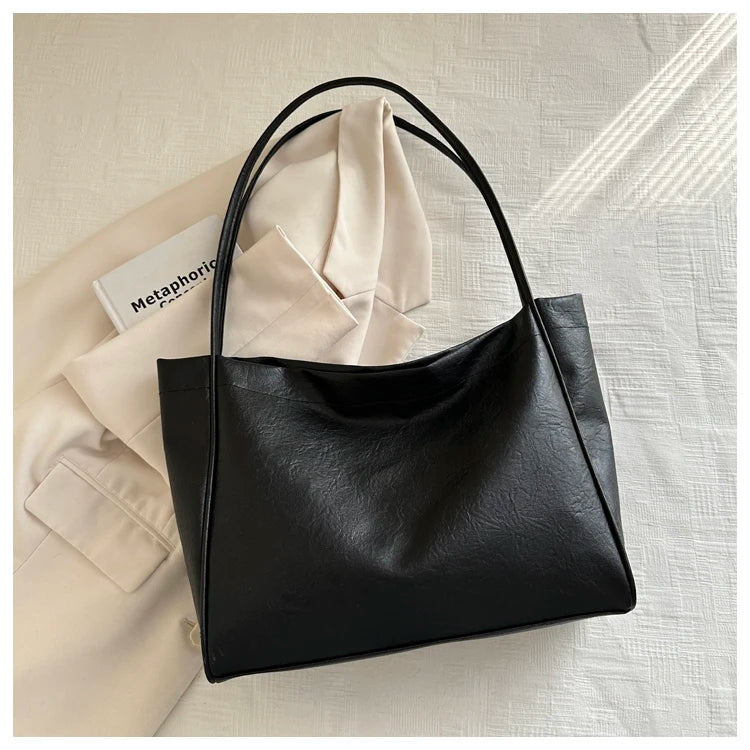 Faionable Large Capaci Soft Leather Casual Commuter Bag Women's Tote oulder Bag Trendy Handbag Single Strap Bag