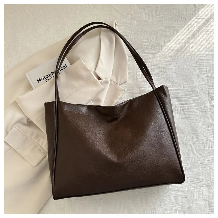 Faionable Large Capaci Soft Leather Casual Commuter Bag Women's Tote oulder Bag Trendy Handbag Single Strap Bag