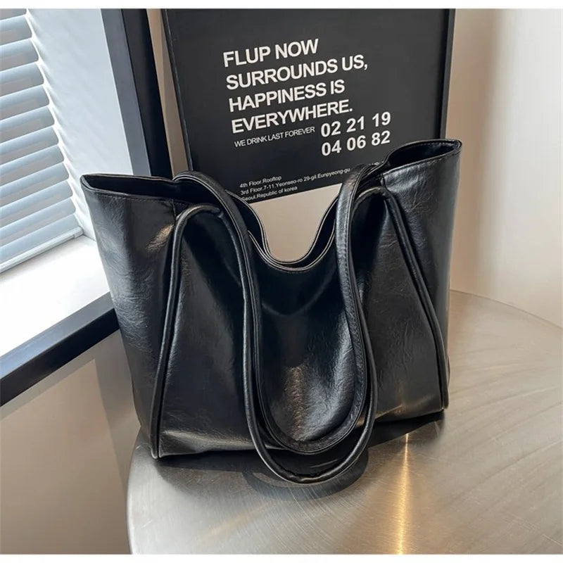 2025 Elegant PU Leather Shoulder Bag for Women Versatile Top Handle Purse Chic Handbag Lightweight Two-Way Tote for Work Weekend