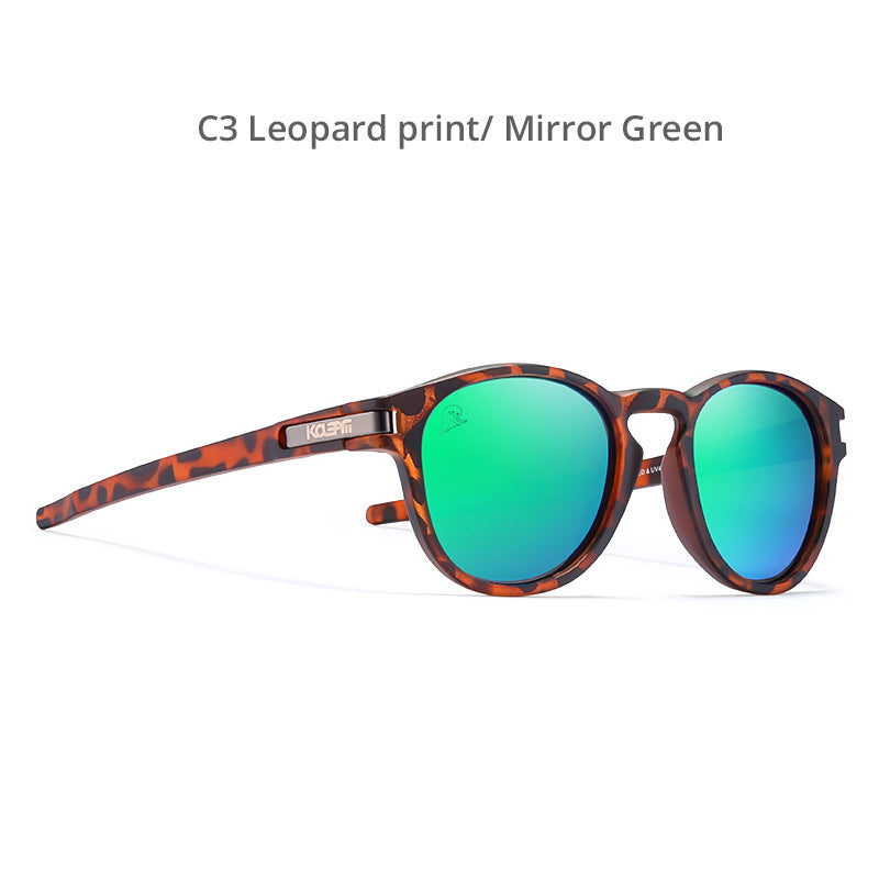 TR90 Sunglasses Polarized Round Leopard Print Casual
