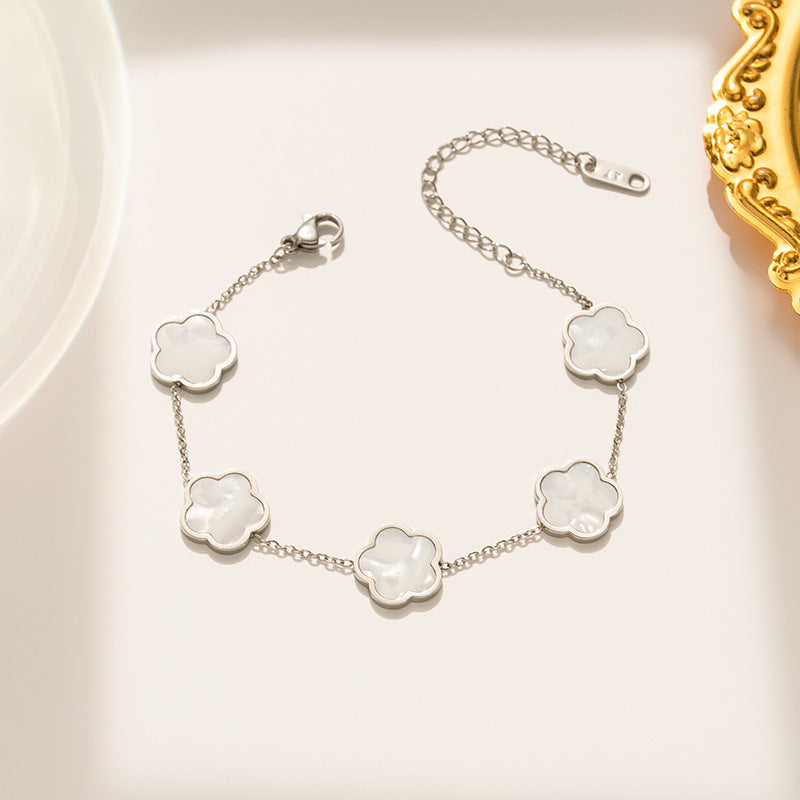 Parthenocissus Grass Flower Titanium Steel Bracelet