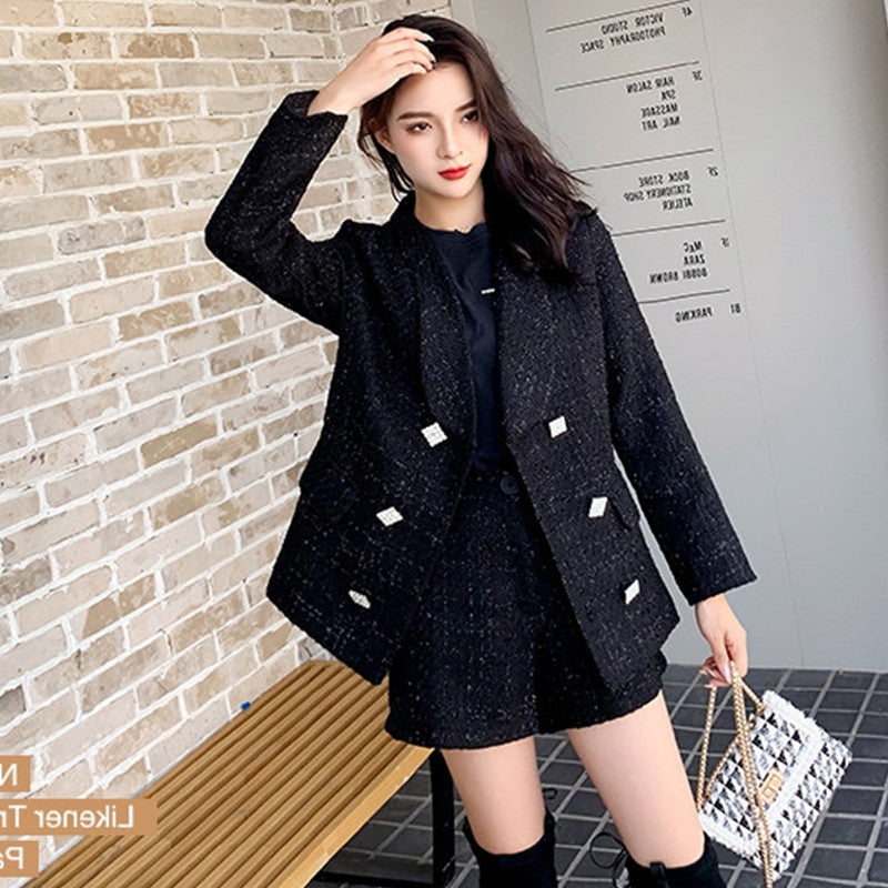 Two Double-breasted Suit Woolen Coat And Shorts