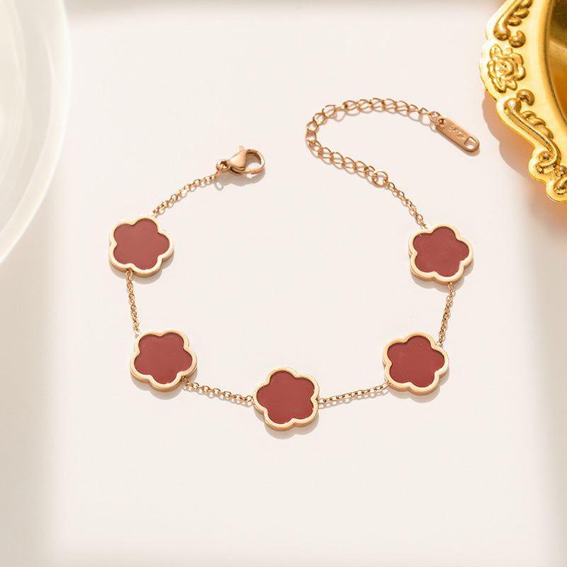 Parthenocissus Grass Flower Titanium Steel Bracelet