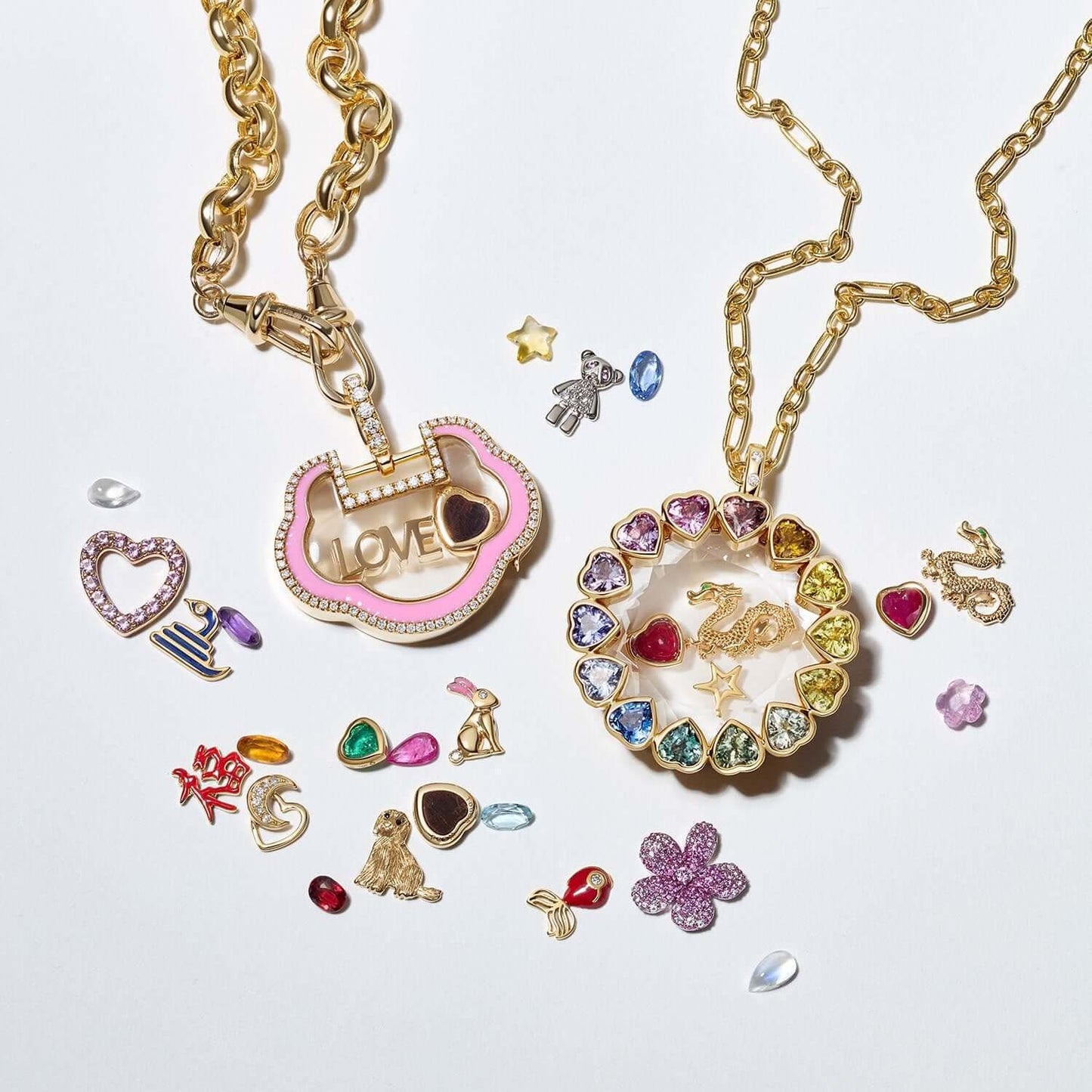 Ins Style Small Pendant Loving Heart Zircon Glass Box Necklace