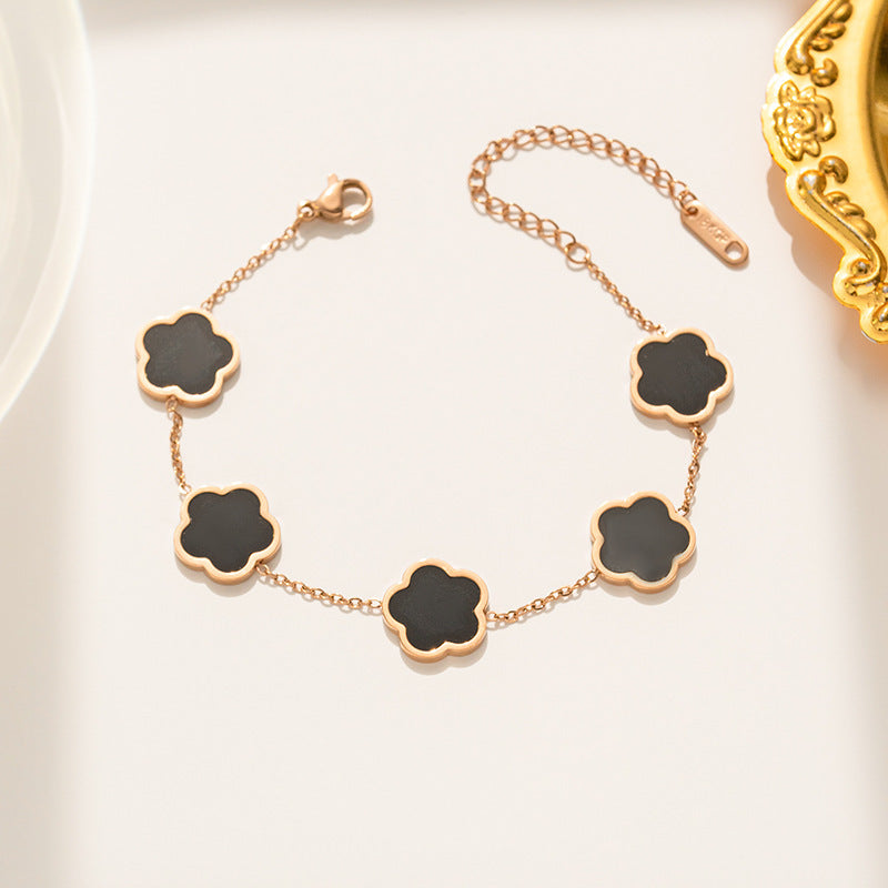 Parthenocissus Grass Flower Titanium Steel Bracelet