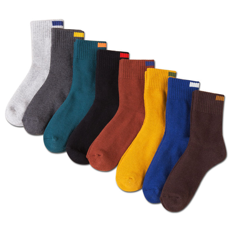 Men's Japanese and Korean pure color terry men's tube socks