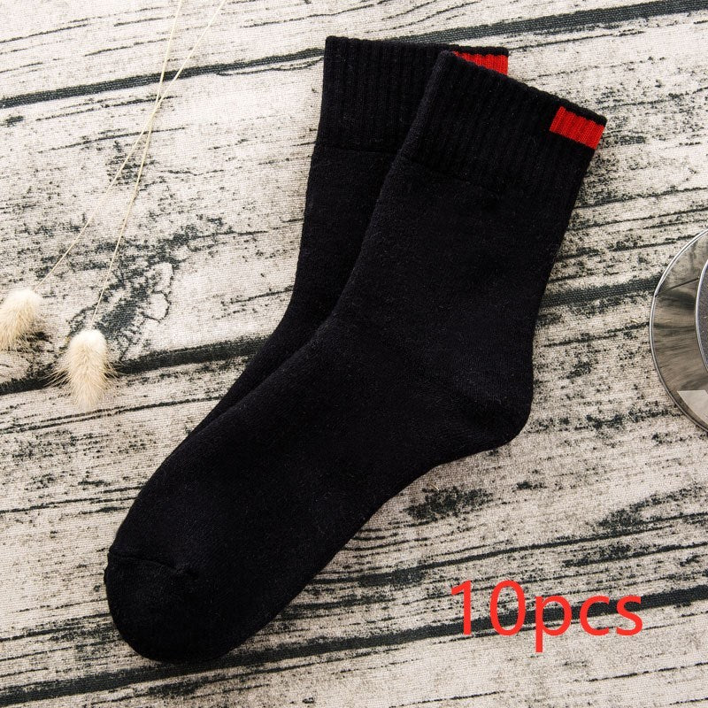 Men's Japanese and Korean pure color terry men's tube socks