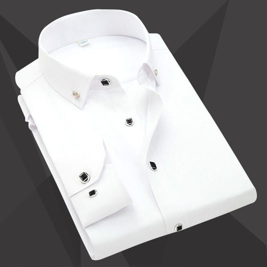 Men's Long Sleeve Shirt Loose Rhinestone Button Short Sleeve Shirt