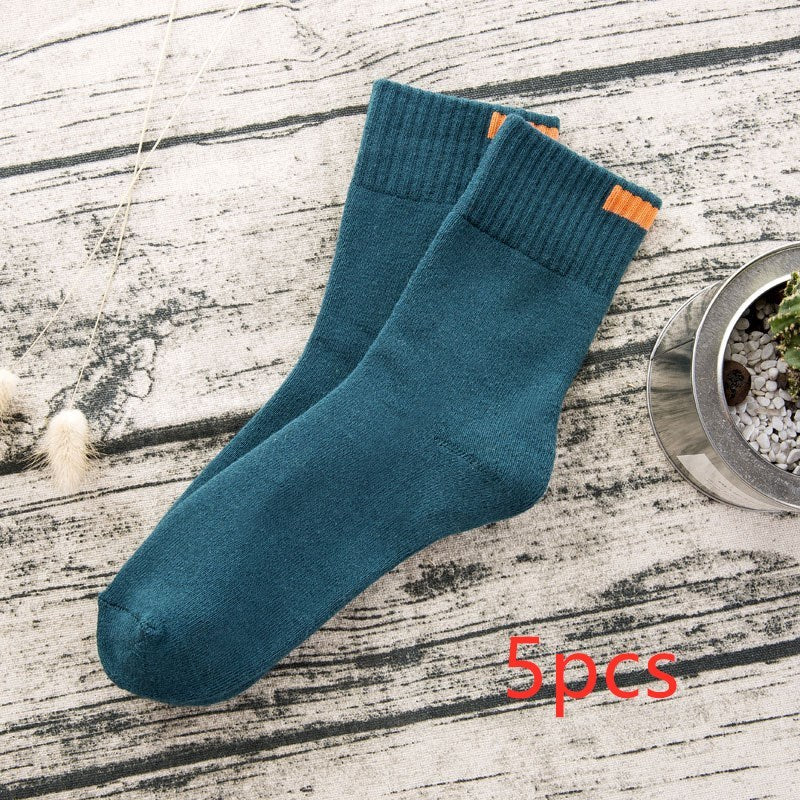 Men's Japanese and Korean pure color terry men's tube socks