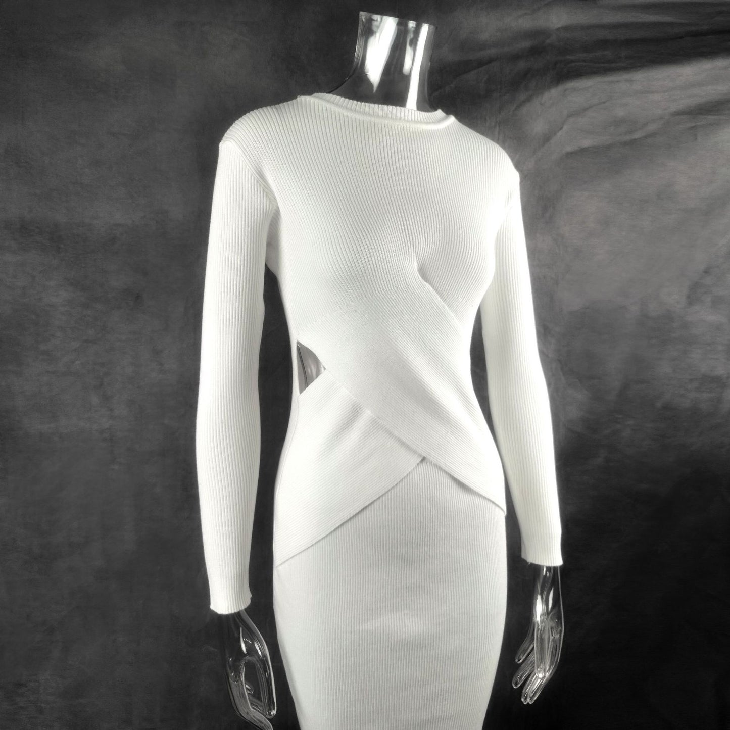 Women's Fashion Casual Long Sleeve Chest Crossover Dress