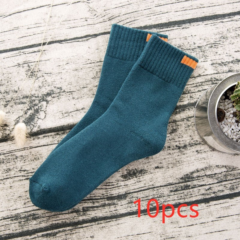 Men's Japanese and Korean pure color terry men's tube socks