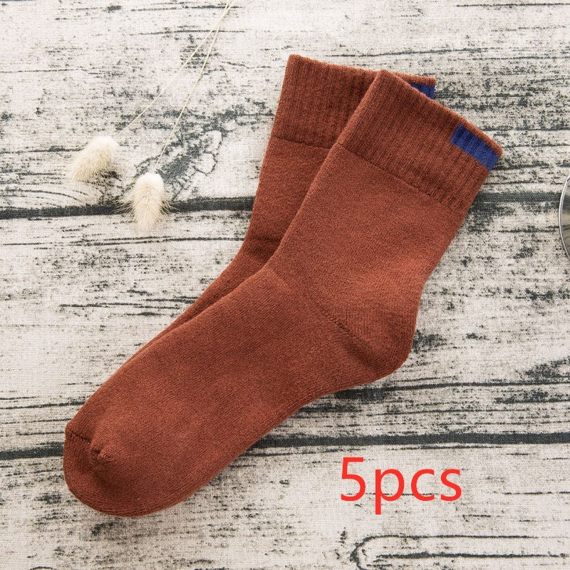 Men's Japanese and Korean pure color terry men's tube socks
