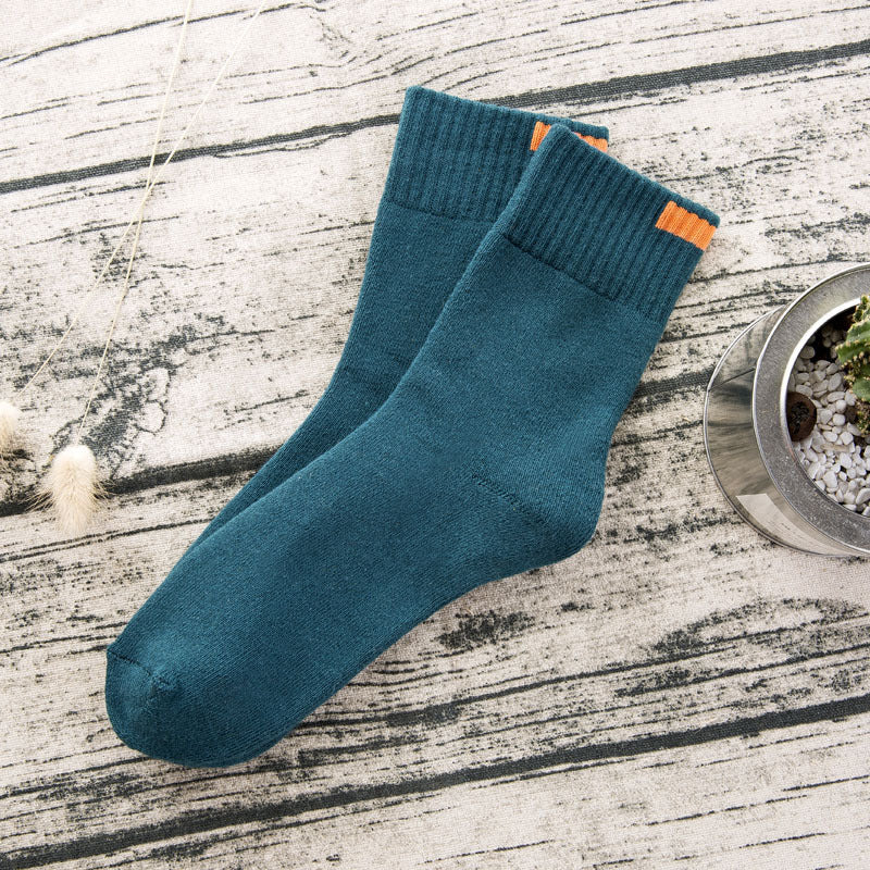 Men's Japanese and Korean pure color terry men's tube socks