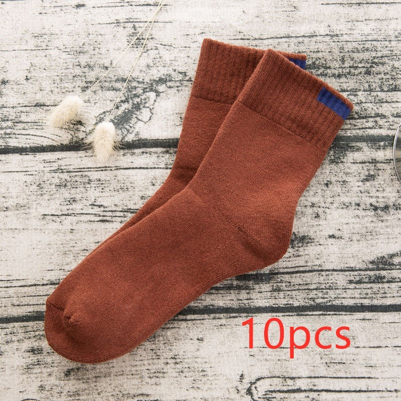 Men's Japanese and Korean pure color terry men's tube socks
