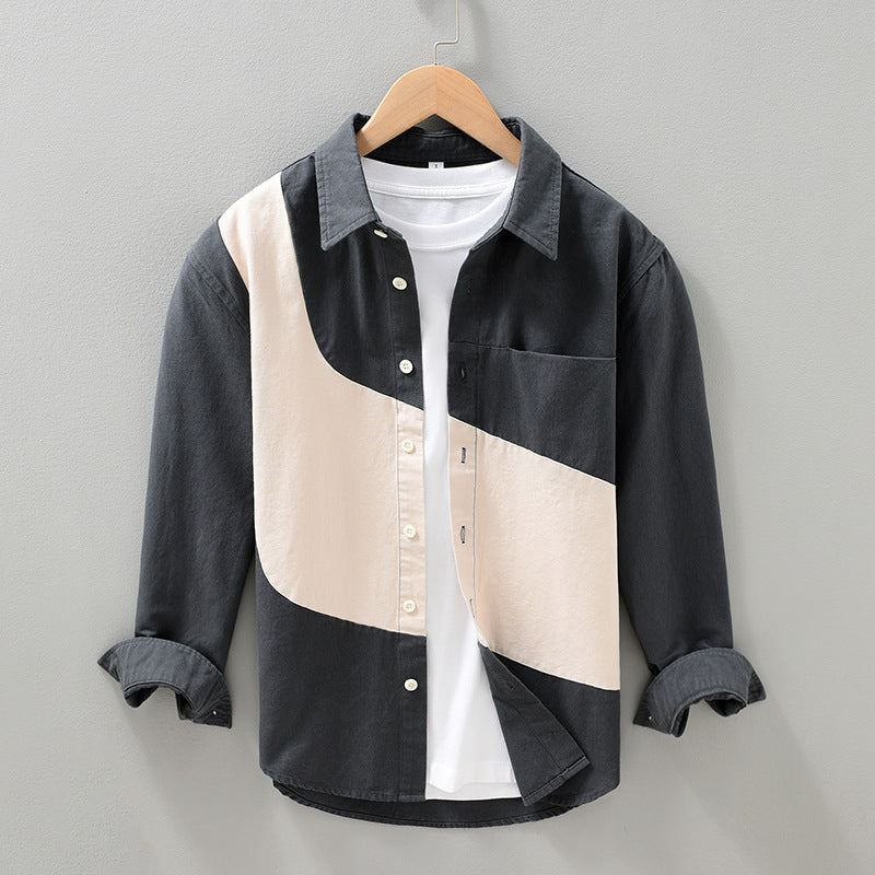 Stitching Long-sleeved Shirt Men's Shirt