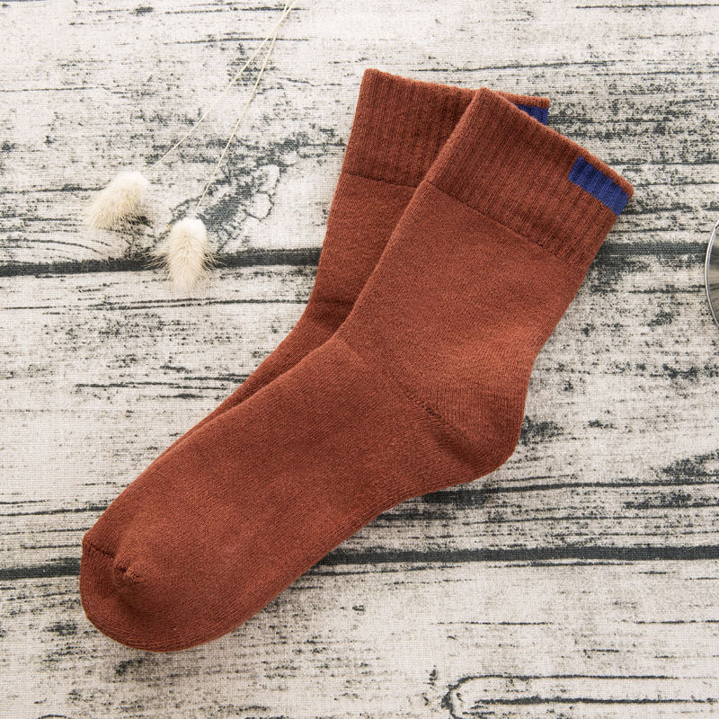 Men's Japanese and Korean pure color terry men's tube socks