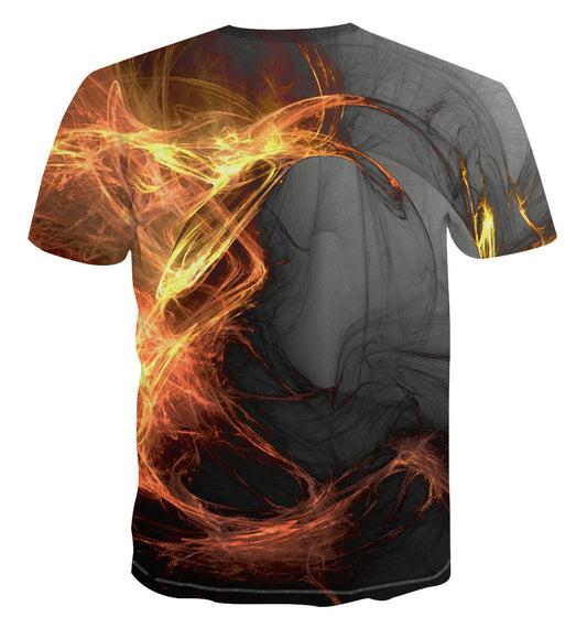 Flame Cool Pattern Men's Casual Short Sleeve Digital Printing 3D T-shirt