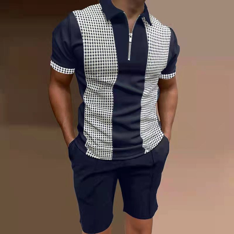 Men's Casual Printed Top And Shorts Two-piece Set