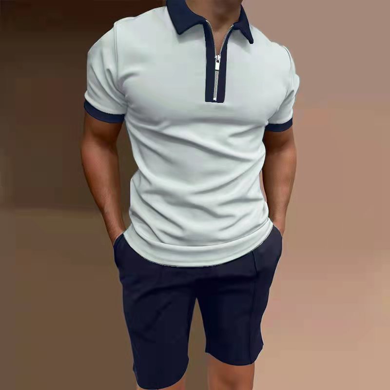 Men's Casual Printed Top And Shorts Two-piece Set