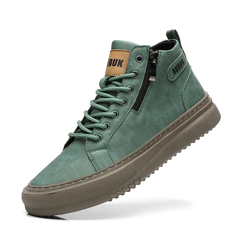 Men's Shoes New Fashion Casual Shoes Trendy Lace-Up Lightweight Mid-Top Trendy Shoes Soft Sole Soft Surface Business Shoes Men's Driving Shoes