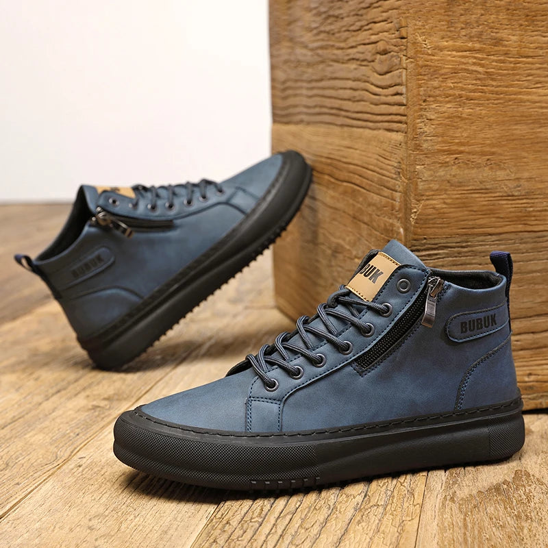 Men's Shoes New Fashion Casual Shoes Trendy Lace-Up Lightweight Mid-Top Trendy Shoes Soft Sole Soft Surface Business Shoes Men's Driving Shoes