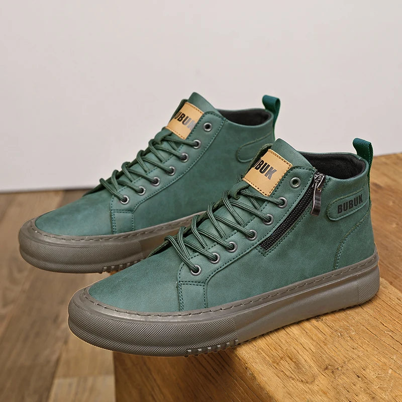 Men's Shoes New Fashion Casual Shoes Trendy Lace-Up Lightweight Mid-Top Trendy Shoes Soft Sole Soft Surface Business Shoes Men's Driving Shoes