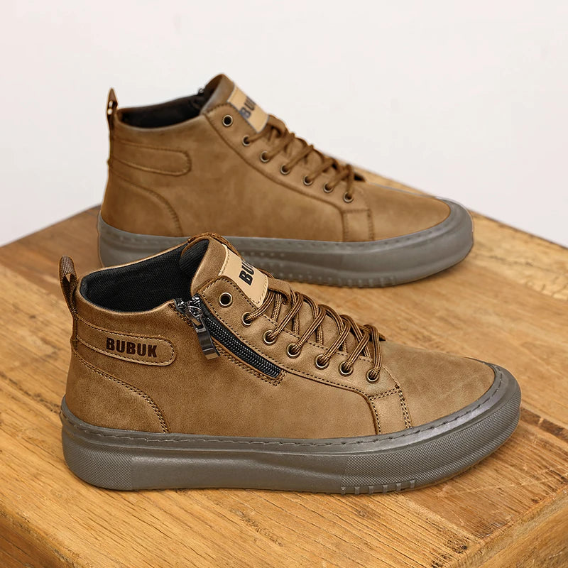 Men's Shoes New Fashion Casual Shoes Trendy Lace-Up Lightweight Mid-Top Trendy Shoes Soft Sole Soft Surface Business Shoes Men's Driving Shoes
