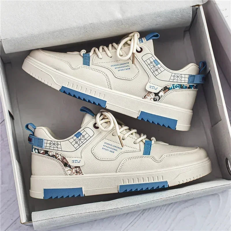 Men's shoes 2025 summer new breathable white shoes men's trendy and versatile thick soled sports board shoes trendy shoes