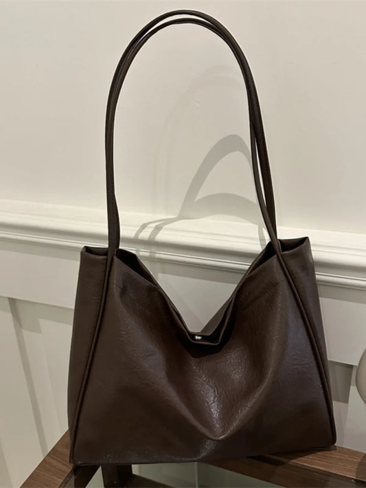 Faionable Large Capaci Soft Leather Casual Commuter Bag Women's Tote oulder Bag Trendy Handbag Single Strap Bag