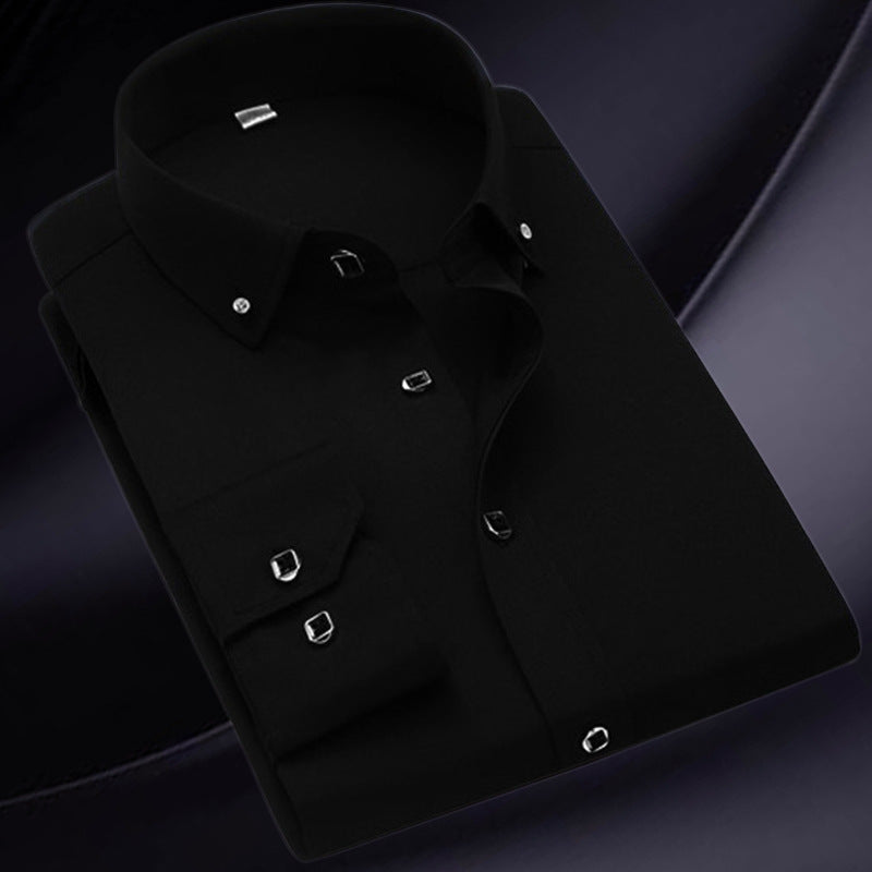 Men's Long Sleeve Shirt Loose Rhinestone Button Short Sleeve Shirt