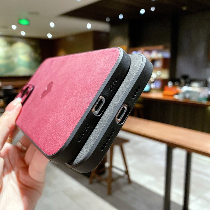 Solid Color Yangbuck Leather Phone Case