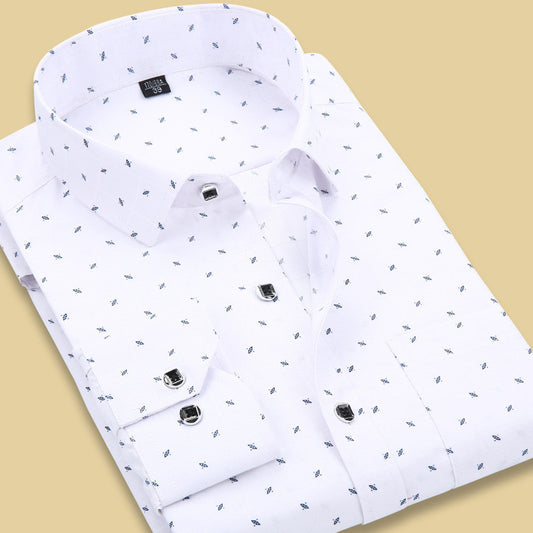 Printed Youth Long-sleeved Thin Shirt Korean Style Casual Lining