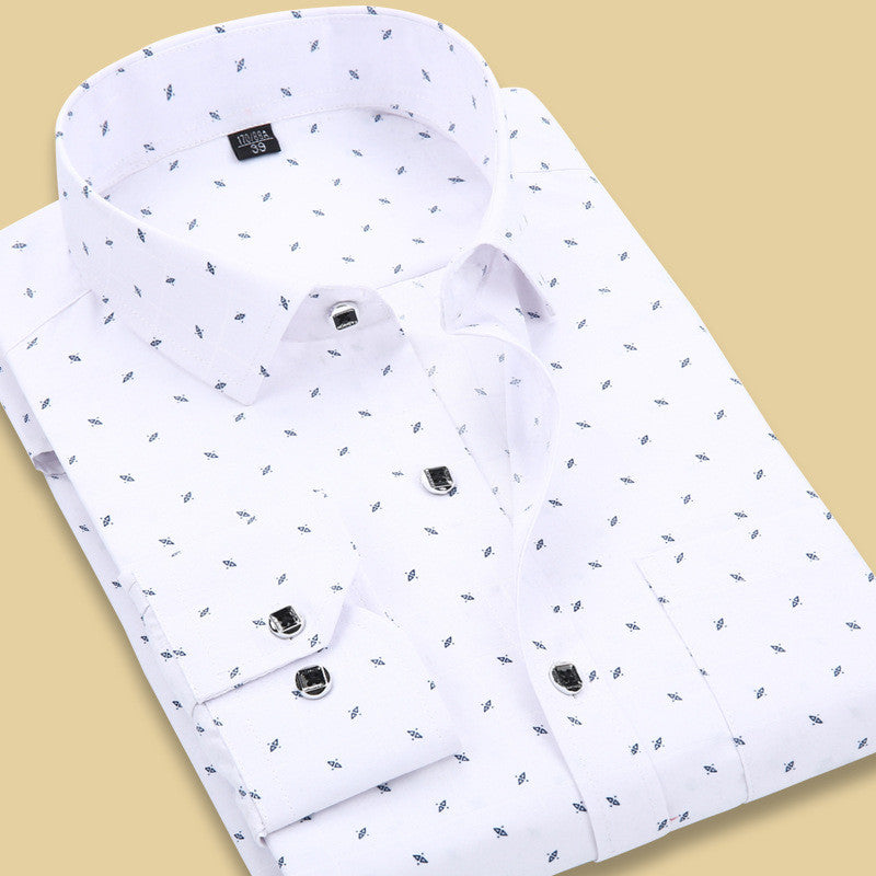 Printed Youth Long-sleeved Thin Shirt Korean Style Casual Lining